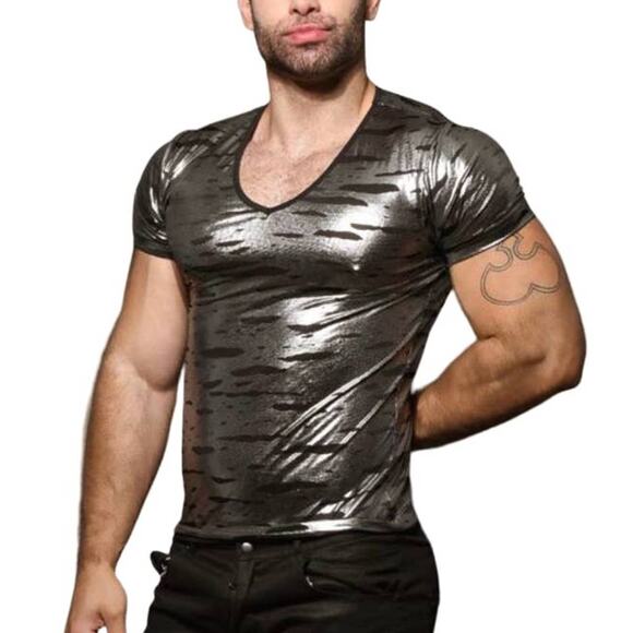 Andrew Christian Liquid Silver Tee Large - Picture 6 of 15